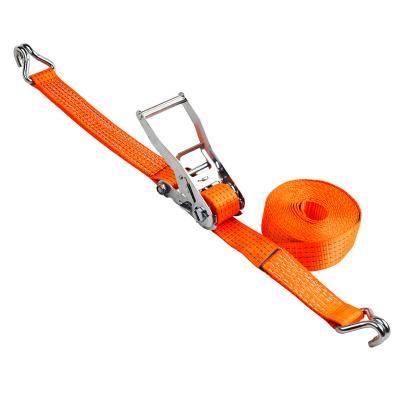 China Cargo Check Ratchet Tie Down Strap With Hooks Lashing 2 Inch 5000Kgs Stainless Ratchet Buckle for sale