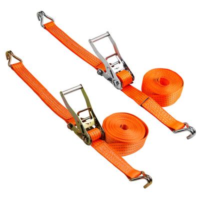 China Heavy Duty Cargo Control 2 Inch 5000Kgs 50mm 5T Polyester Ratchet Tie Down Lashing Straps for sale