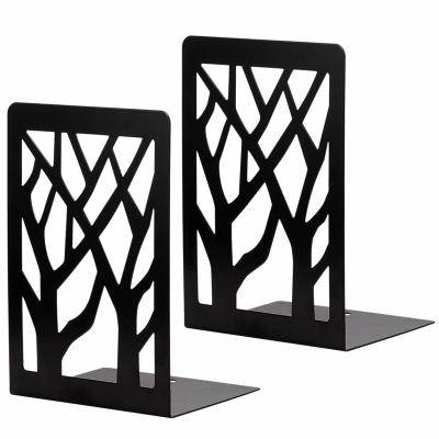 China Custom Laser Cutting Steel Decorative Bookends Black Bookend Holder Iron Metal Bookend Holders Metal Bookends for sale