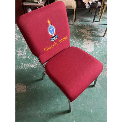 China Traditional iron frame with good quality interlocking fabric church chair for sale