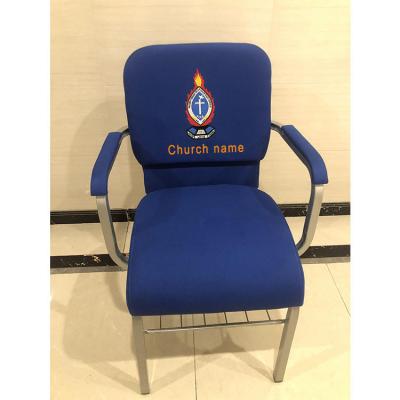 China Factory Sale Traditional Cheap Stackable Upholstered Metal Church Chair For Theater Auditorium Furniture Used Interlock Upholstered Church Chairs for sale