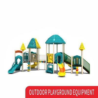 China Double Theme Plastic Baby Kids Swing And Slide Play Set Playground Equipment for sale