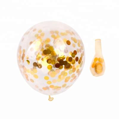 China Party Decoration 12inch Party Decoration Clear Latex Balloon Gold Confetti Transparent Balloons for sale