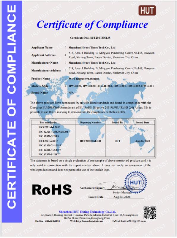 RoHS - Shenzhen Hwnet Times Tech Co.,ltd.