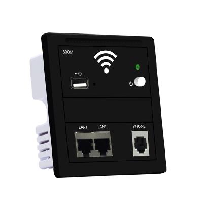 China Wireless wifi upgraded 300mbps in-wall wireless access point with RJ11 phone port and USB charging port for sale