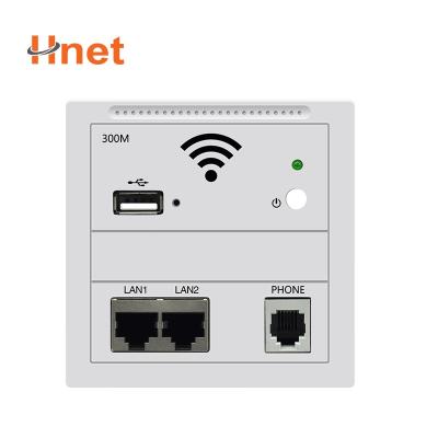 China Wireless wifi upgraded 300mbps in-wall wireless access point with RJ11 phone port and USB charging port for sale