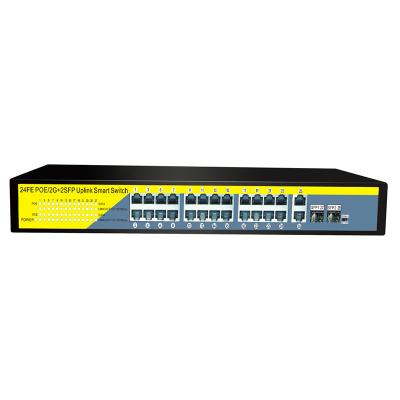 China For IP CCTV Camera/Video Camera 24 Ethernet PoE Switch Port Network Switch with 2*1000M Fiber Optic Port Non-controlled Switch for sale