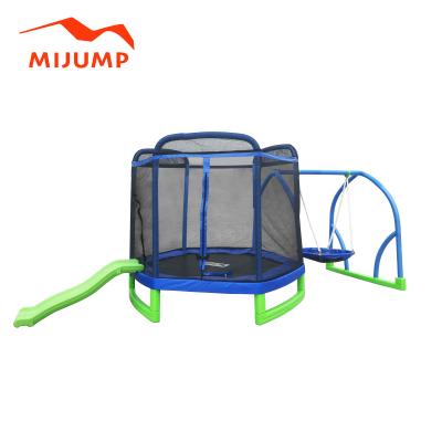 China 7ft Garden Trampoline With Slide And Swinging Step for sale