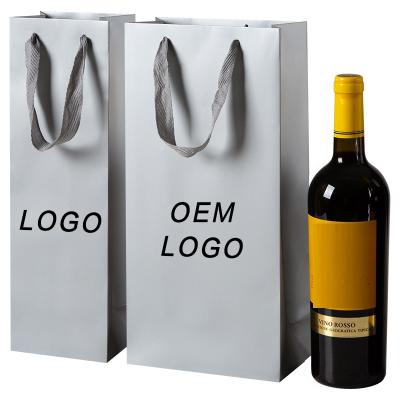 China Disposable Custom Olive Oil Gift Bag Plain Kraft Paper Bottle Red Wine Kraft Paper Bags for sale