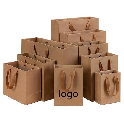 China Disposable Custom Printed Brown Jewelry Paper Bag Wrapping Paper Gift Paper Shopping Clothes Packing Packaging Bag High Quality for sale