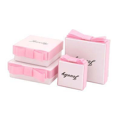 China Materials HOT Selling Creative Reused Bow Jewelry Storage Gift Ring Necklace Bracelet Pink Box for sale