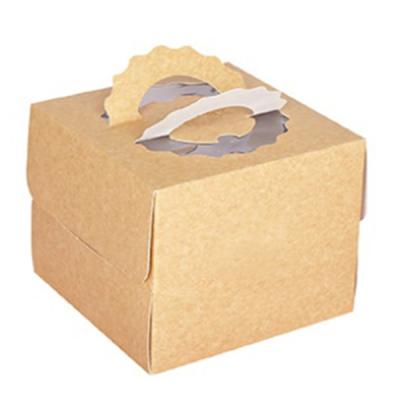 China Recycled Materials Wholesale Custom Small Tiered Cup Cake Box PVC Kraft Paper With Handle for sale