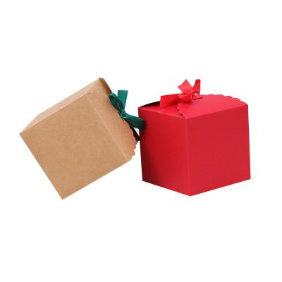 China New Recycled Materials Style Factory Direct Sales Kraft Paper Candy Cake Boxes With Ribbons for sale