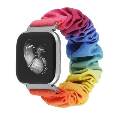 China Plastic-elastic Scrunchie Strap For Fitbit Versa 4 3 2 Sense lite Band Stretch Strap Nylon Fabric Replacement Elastic Bands for sale