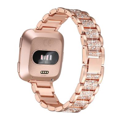 China Stainless Steel Strap for Fitbit Versa 2 Band Women Metal Bracelet Rhinestone Rhinestone Jewelry Strap / For Fitbit Smart Watch for sale