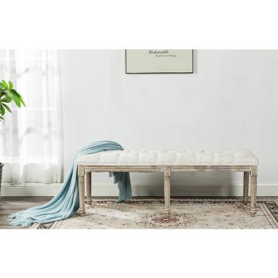 China Rubber Wooden Bench Filling Legs Canvas Upholstery Design Antique Tufted High Density Foam Chair for sale