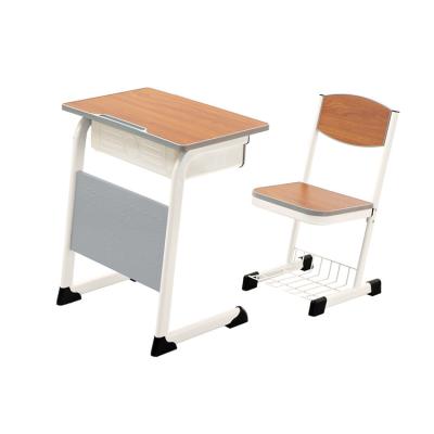 China Height Adjustable Student Primary Using Wooden Table Chair Set Safety School Furniture Set for sale