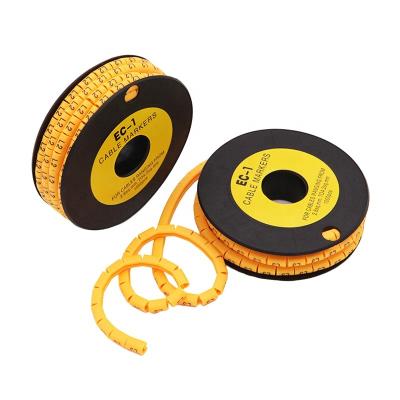 China Soft PVC Electrical Wire Stripes Number Flat Clip Cable Marker for sale