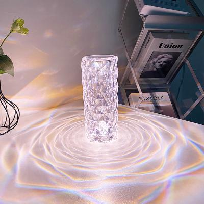 China Modern USB Crystal Table Lamp Modern Rechargeable Bar Table CCT and RGB Rose Table Lamp Night Light Hotel Restaurant for sale