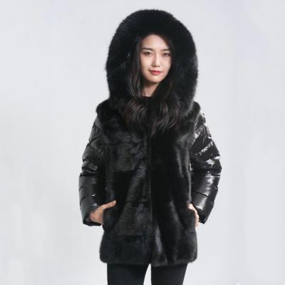 China New Women's Real Full Skin Mink Jacket Breathable Winter Fur Coats With Hooded Fox for sale