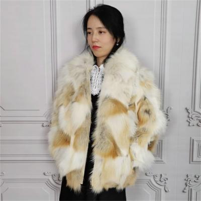 China Breathable Custom Long Sleeves Fashion Women Real Fur Coat Winter Fluffy Red Fox Fur Jacket For Ladies for sale