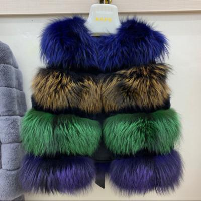 China Breathable Real Fur High Quality Luxury Fashion Raccoon Sleeveless Vest Women Raccoon Vest Waistcoat for sale