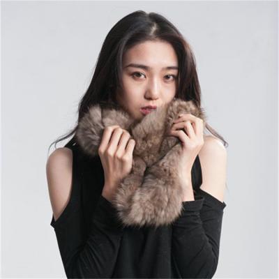 China Customized Super Soft Natural Long Sand Fur Loop Women Knitted Warm Winter Scarf for sale