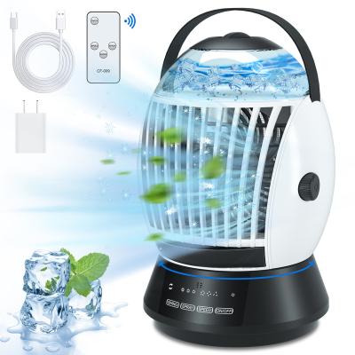 China Mini Air Cooling Evaporative Fan DC Split Windscreen Mobile Solar Water Cooler 12V Fan Zero Swinging Mist Air Conditioner Solar Portable Air Conditioner for sale