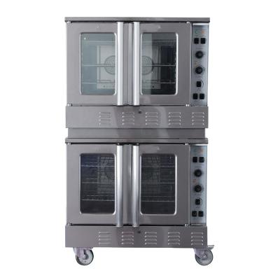 China Bakery Commercial Restaurant Kitchen Equipment Double Deck Gas Convection Oven with Deep depth for sale