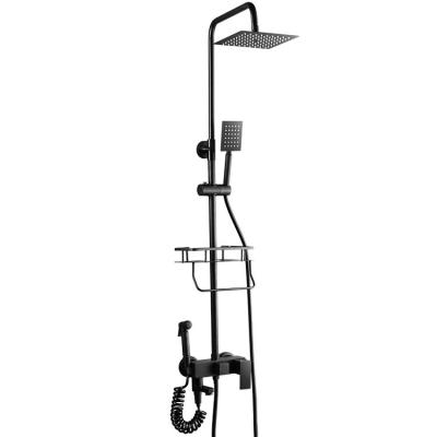 China Modern Bathroom Accessories 304 Stainless Steel With Spray Gun Black Shower Set for sale