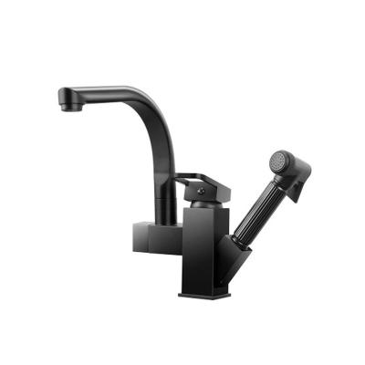 China Modern Manufacturer Brass Commercial Pull Out Black Kitchen Faucet for sale