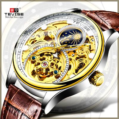 China TEVISE T820A Water Resistant Men's Watch Automatic Mechanical Fashion Band Casual Leather Watches for sale