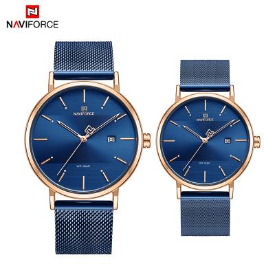 China Auto Date NAVIFORCE Fashion Couple Watches Quartz Stainless Steel Watches Waterproof Watches for sale