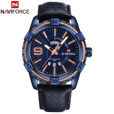 China 2018 NAVIFORCE Automatic Date Brand Men Sport Watches Quartz Wrist Watch Fashion Male Calendar Analog Clock 30M Waterproof Genuine Leather for sale