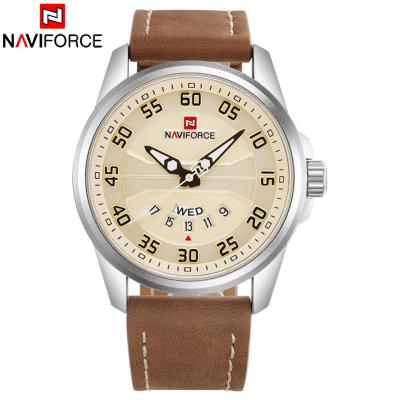 China Fashion Brand NAVIFORCE Automatic Date Men's Quartz Analog Casual Leather Wristwatches Waterproof Automatic Date Clock for sale