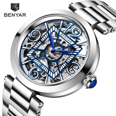 China BENYAR 2021 New Chronograph Men's Watches Luxury Automatic Watch For Men Mechanical Wristwatches Top Brand Reloj Skeleton Waterproof Clock for sale