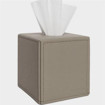 China Luxury Handmade High Quality Brown Leather Holders Custom Printed Tissue Paper Box for sale