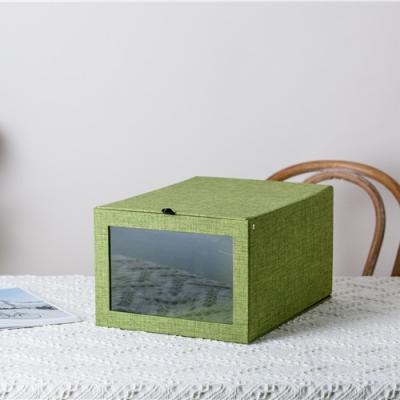 China China Suppliers Good Quality Rectangle Handmade Green Paper Folder Packing Gift Box With Window for sale