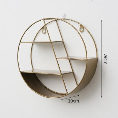 China Nordic Wall Mounted Shelf Round Iron Sustainable Hanging Floating Storage Shelves Show Rack Vases Shelf Iron Craft for sale