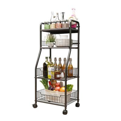 China Hot Selling Viable Metal Unit Shelving Storage (4 Tier, Black) Shelves Organizer Rack For Kitchen Living Room Laundry for sale