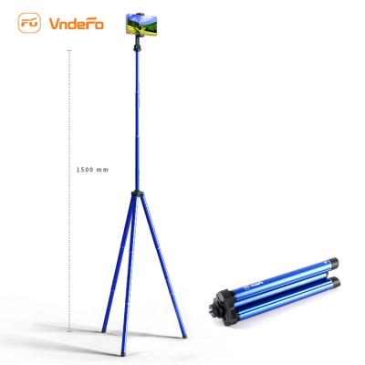 China Mini Folded Selfie Stick Phone Portable Selfie Stick Tripod Aluminum Tripod With 360 Rotation 1.5m Tripod for sale