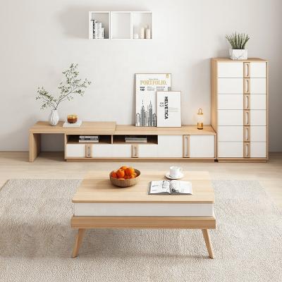 China Adjustable Modern Home Furniture Simple Design Living Room Furniture Wooden MDF(Other) Center Table TV Stand for sale