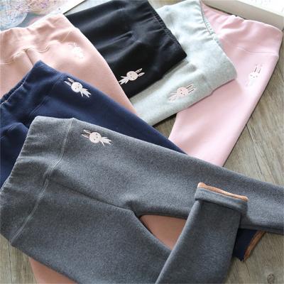 China 2020 Rabbit Embroidered Anti-Wrinkle Girls Velvet Cuffs Children's Plush Thickened Warm Casual Pants In Autumn And Winter for sale