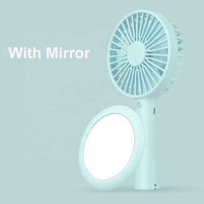 China Car Plug Fan With Make Up Charging Student Outdoors Portable Electric Mini Fan Charger Mirror USB Plug Fans for sale