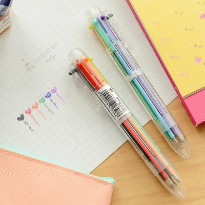 China office & School Pen Desk & School Pen Colorful 6 in 1 Ballpoint Pen 0.5mm Creative Novelty Multicolor Pens School Stationary Home Office Supplies Kids Gift for sale