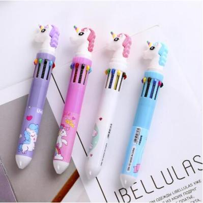 China Unicorn Unicorn Promotional Unicorn Ball Pens 10 Colors in 1 Multicolor Ballpoint Pens Flamingo Pens for Advertise Gift for sale