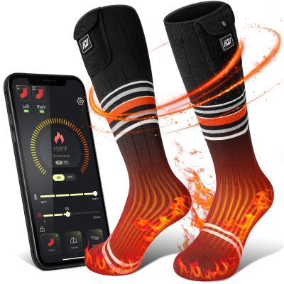 China Rechargeable Electric Heated Socks Logo Heating Socks Bluetooth Thermal Custom 7.4V Battery Winter Outdoor Sports Sporty for sale