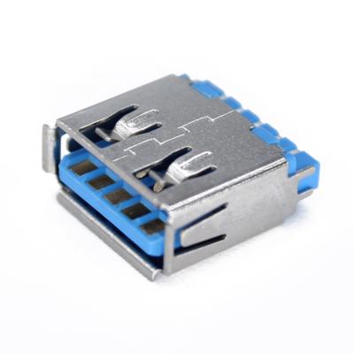 China 16.6Mm Usb Smd 3.0 PCB Board Female 3.0 Socket A 9 Pin Dip Edge Corner Welding Horizontal Type 180degree PCB Board Connector for sale