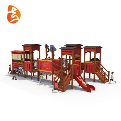 China 3-12 Years Old China Manufacturer Large Wooden Outdoor Playground Slide Equipments for sale