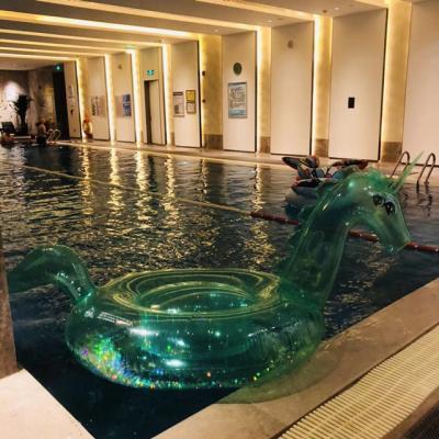 China Outdoor Entertainment Hot Water For Adults Water Toys Inflatable Green Crystal Horse Floating Island for sale